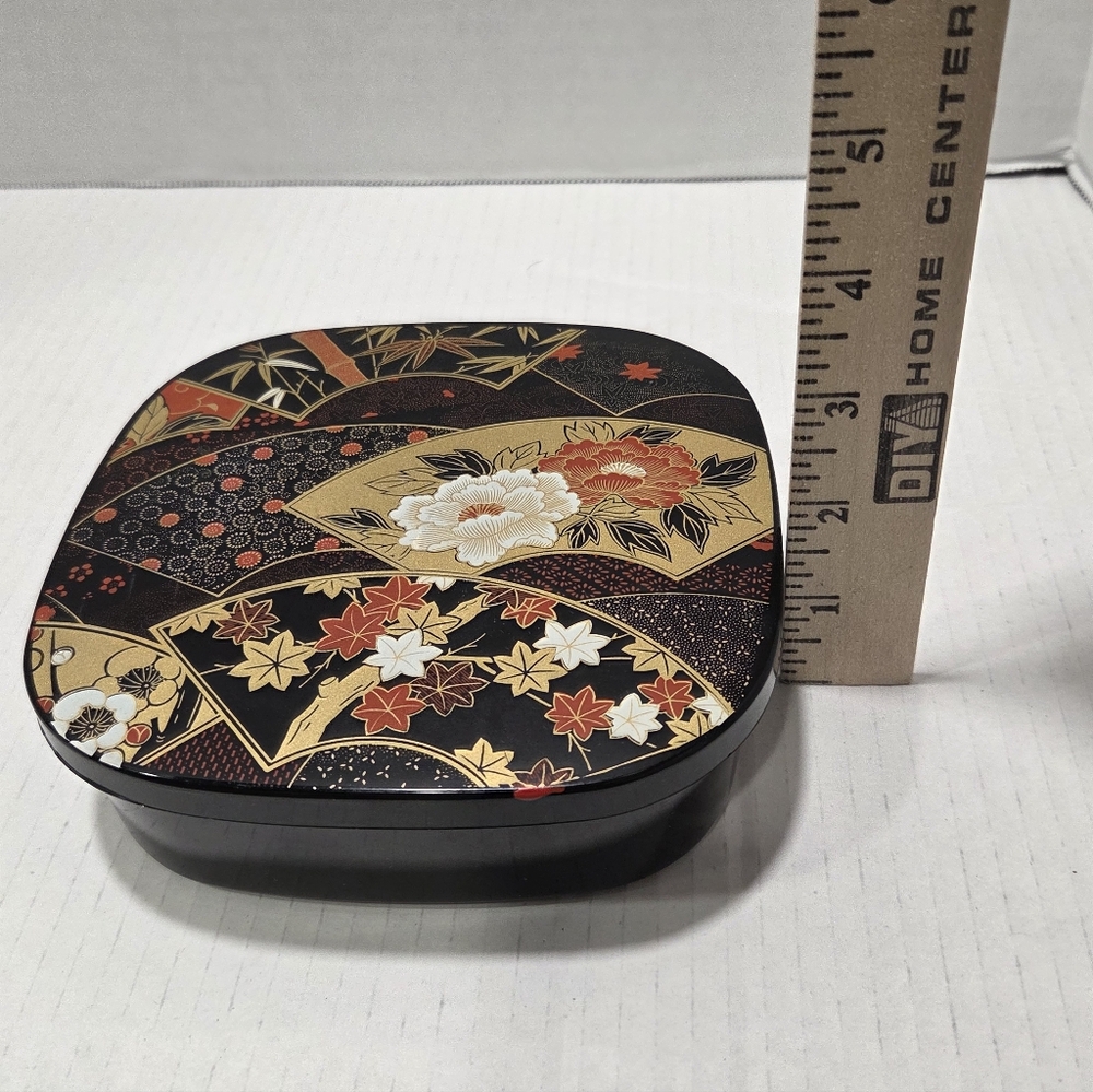 Yamanaka Japan Vintage Floral Fan Laquerware Bento Box - Picture 14 of 14